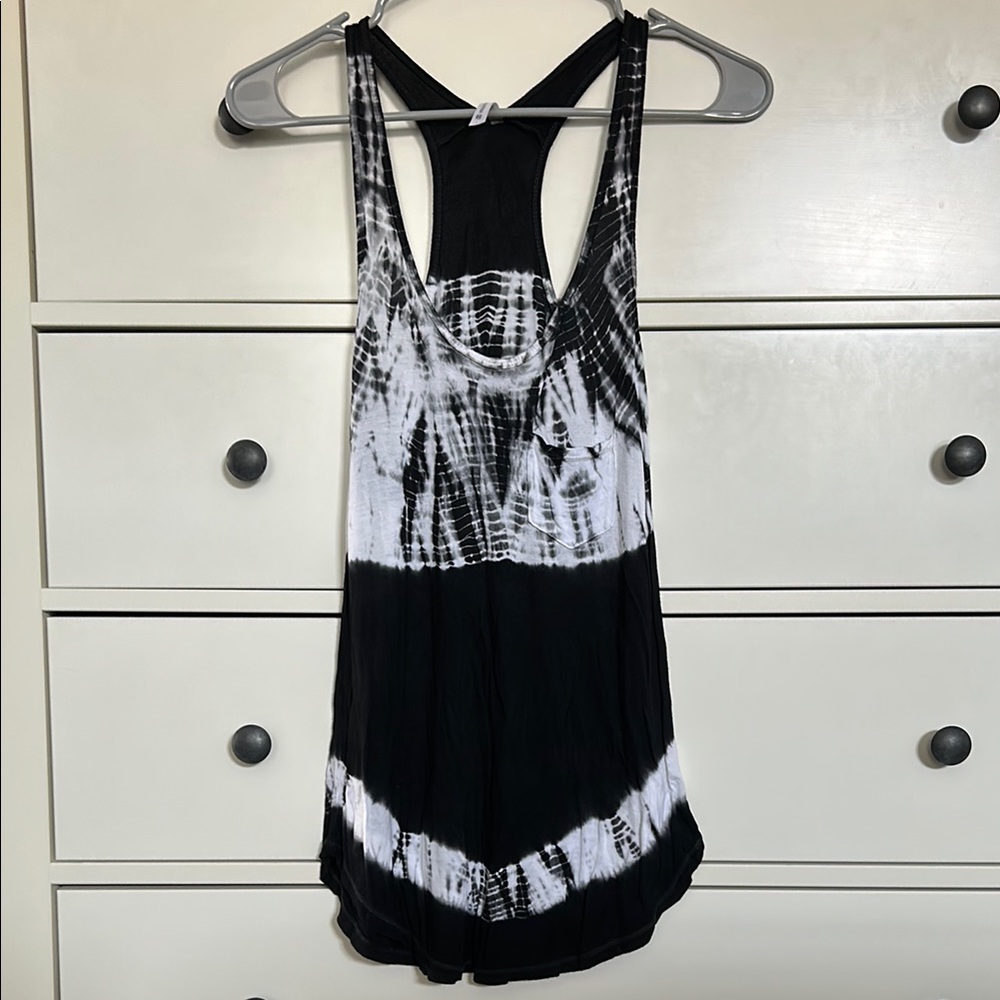 Women's Black & White Tie-Dye Tank Top
